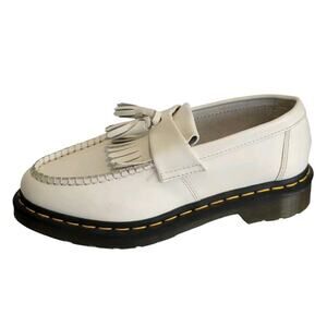 Dr Martens Adrian Tassel Loafers Shoes Yellow Stitch Cream Leather Size (M6, W7)